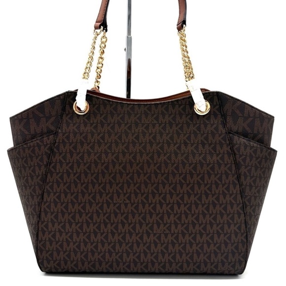 Michael Kors Large Jet Set Travel Chain Shoulder Bag Brown - Picture 7 of 12